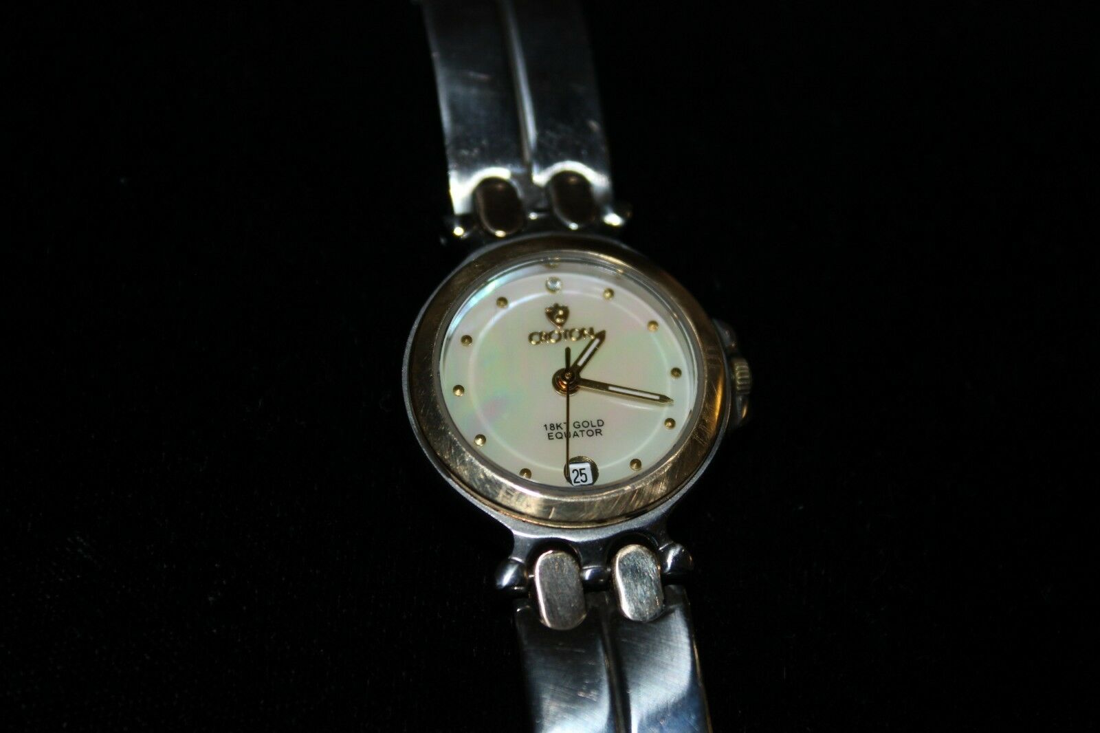 Croton Equator 18k Gold Stainless Ladies Watch Mother of Pearl Diamond Face WatchCharts