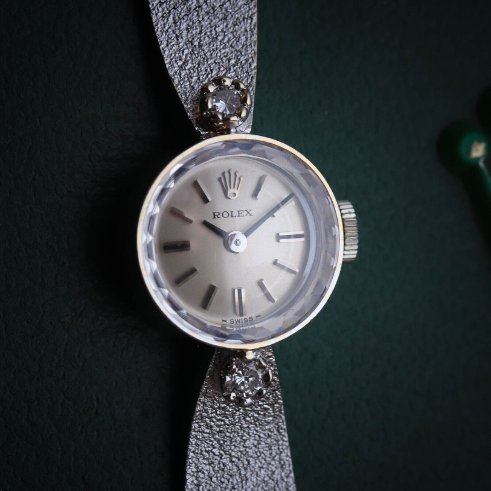 OG BOX & PAPERS Vintage Rolex 14k Yellow Gold & Diamonds Ladies Watch [Ref 3523] 1980 ROLEX REF. 3523 LADIES DIAMOND 14K SOLID WHITE GOLD CAL  main image 3