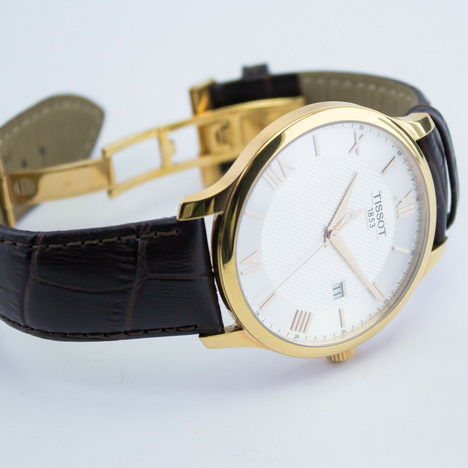 Tissot 1853 Gold Plated Watch With Leather Strap TO63610A 41mm WE