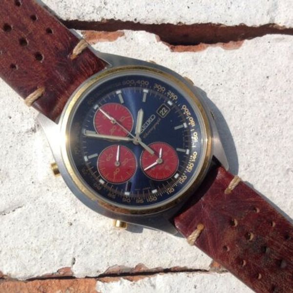 RARE SEIKO PANDA 7T32-7C60 Vintage Chronograph Tachymeter. Nice Blue & Red  Dial | WatchCharts