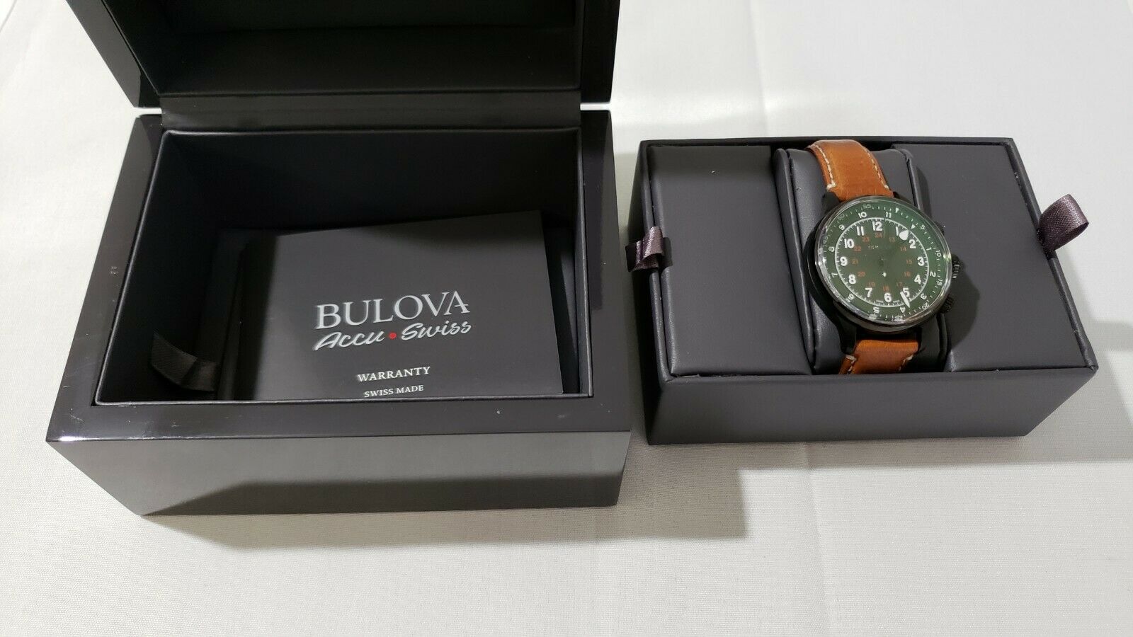 Bulova Accu Swiss Men s 65A106 Mechanical Hand Wind Brown Strap Watch NEW WatchCharts