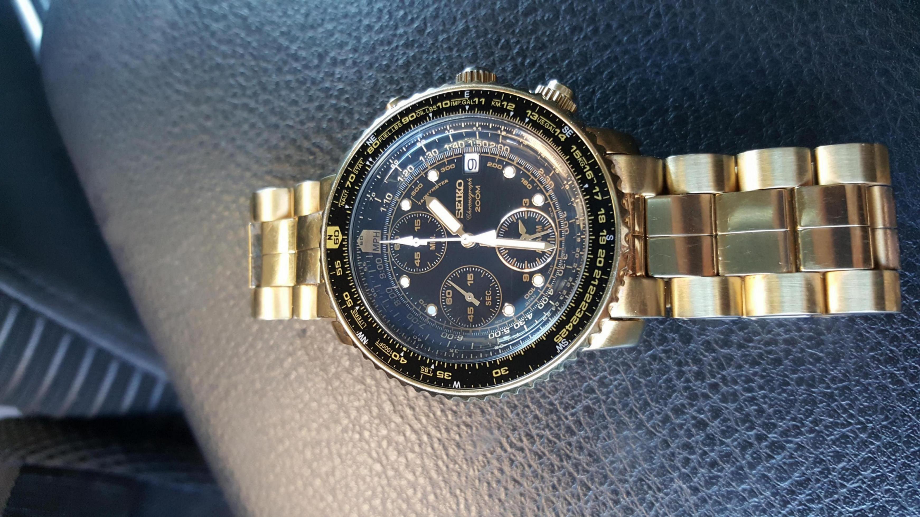 Fsot Seiko SNA414 gold flightmaster | WatchCharts Marketplace