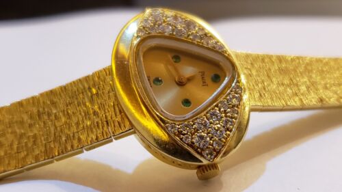 Rare Vintage Piaget 18k Yellow Gold Diamonds 28mm Manual Wind