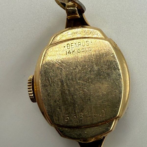 Vintage Benrus Ladies 14k Gold Case Swiss Watch #338160 NOT RUNNING ...