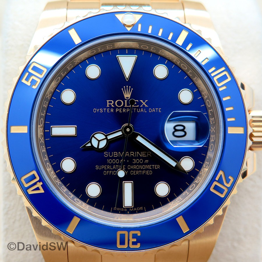 FS: Rolex 116618LB SUNBURST BLUE DIAL 18K YELLOW GOLD SUBMARINER ...