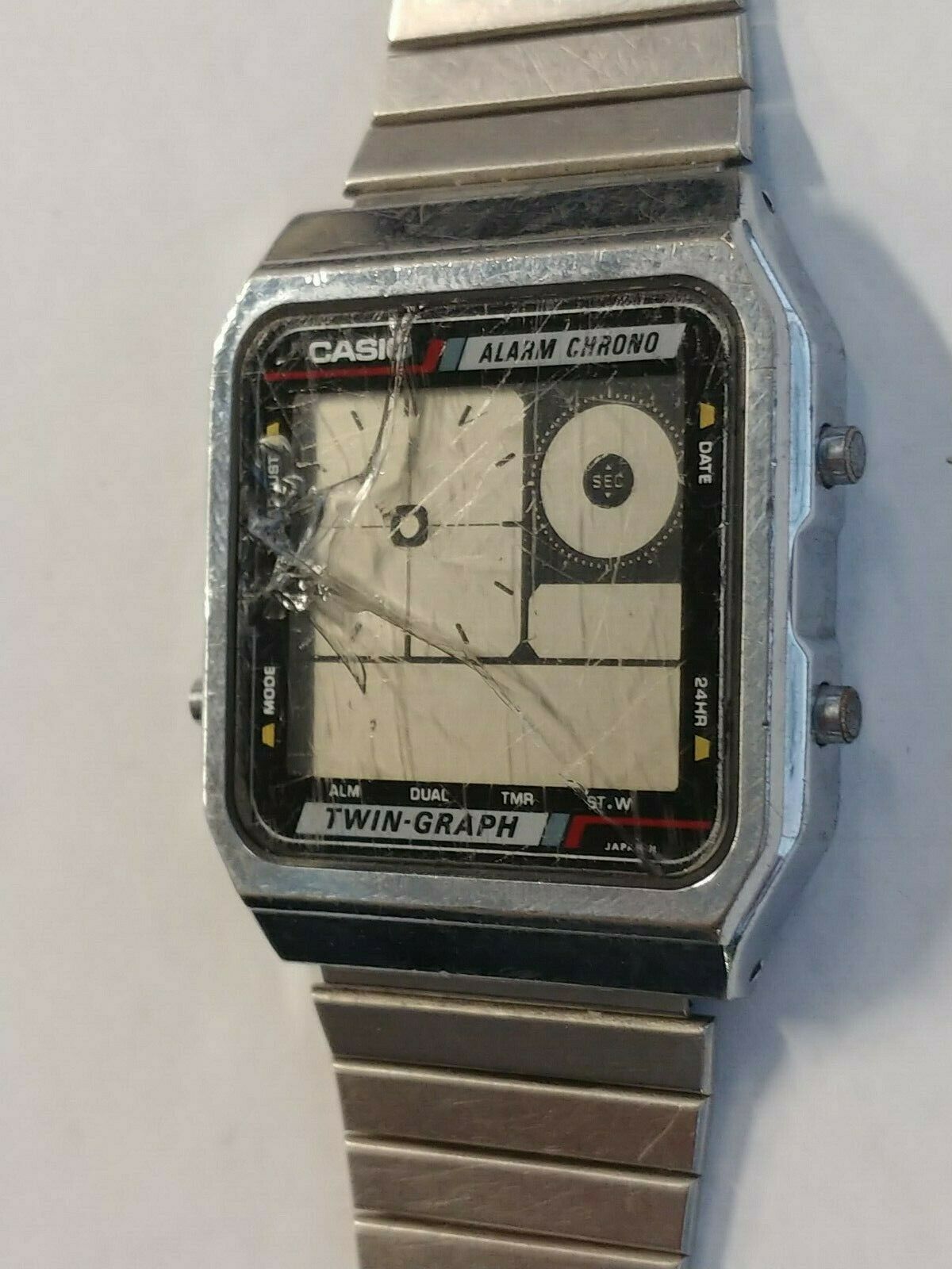 Rare Casio vintage Digital Watch AE-200 Twin Graph LCD for parts