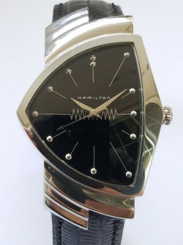 Perfect HAMILTON Ventura H244110 Quartz Men's Wrist Watch Black