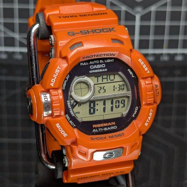 Casio G-Shock G-9200 Rescue Orange Series RISEMAN Solar Twin Sensor ...