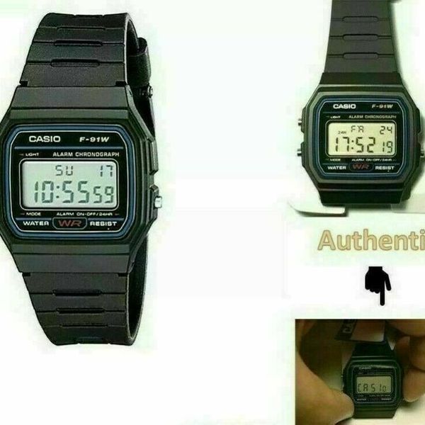 Genuine Casio F91W Classic Digital RETRO Sports Alarm Stopwatch Black