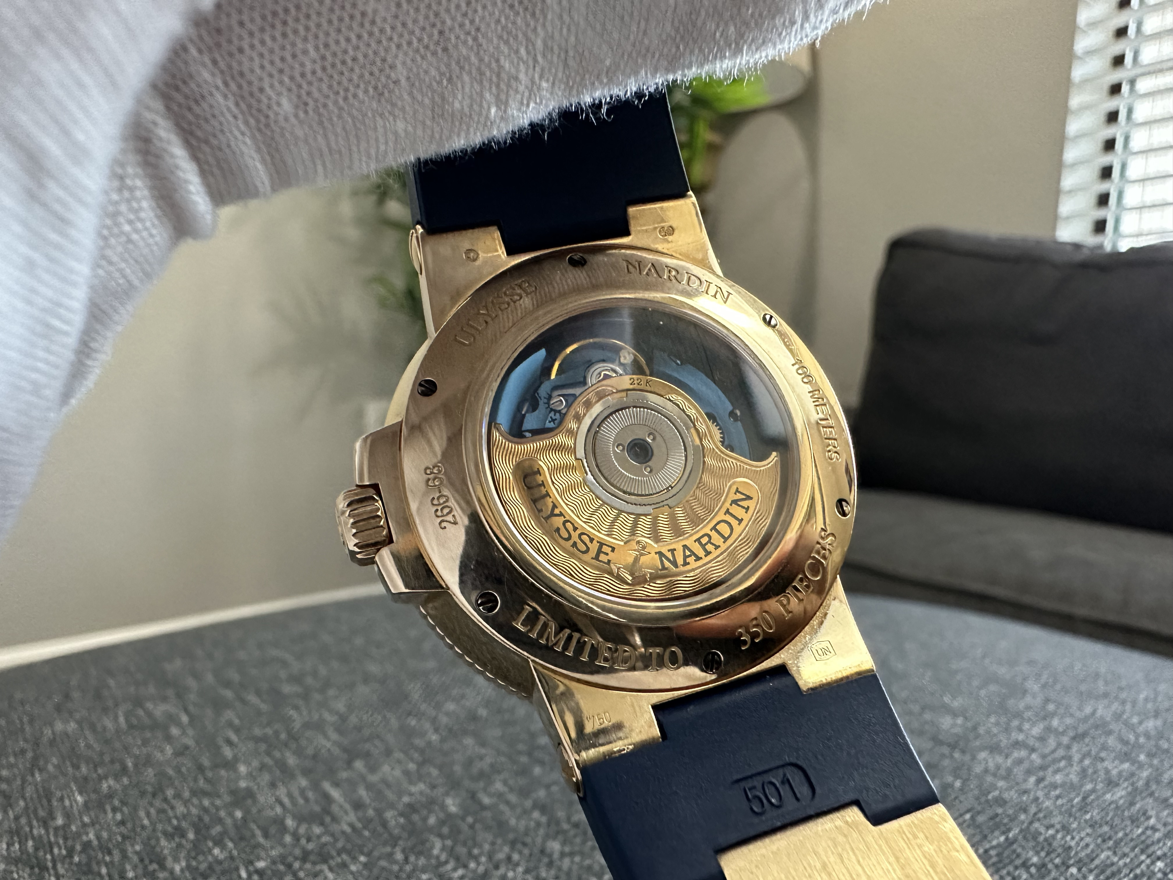 WTS Ulysse Nardin Maxi Marine 18k Gold Navy Dial Ref 266 68