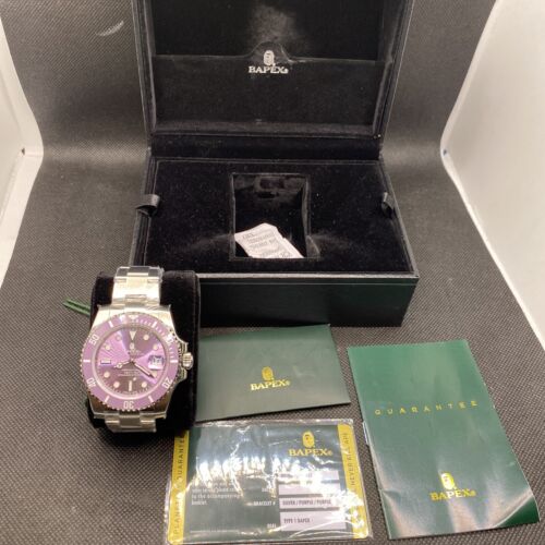 A BATHING APE BAPE Bapex Type 1 Silver Purple 2021 Watch AUTHENTIC