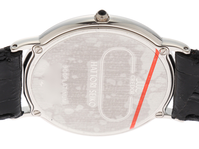 SEIKO Seiko Credor 7770-6080 900PT/leather silver quartz [432