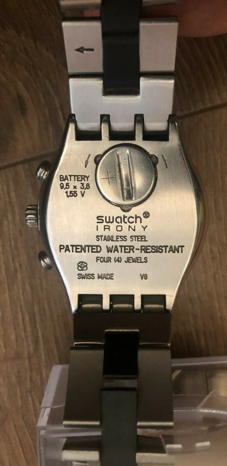 swatch swiss made stainless steel patented four 4 jewels