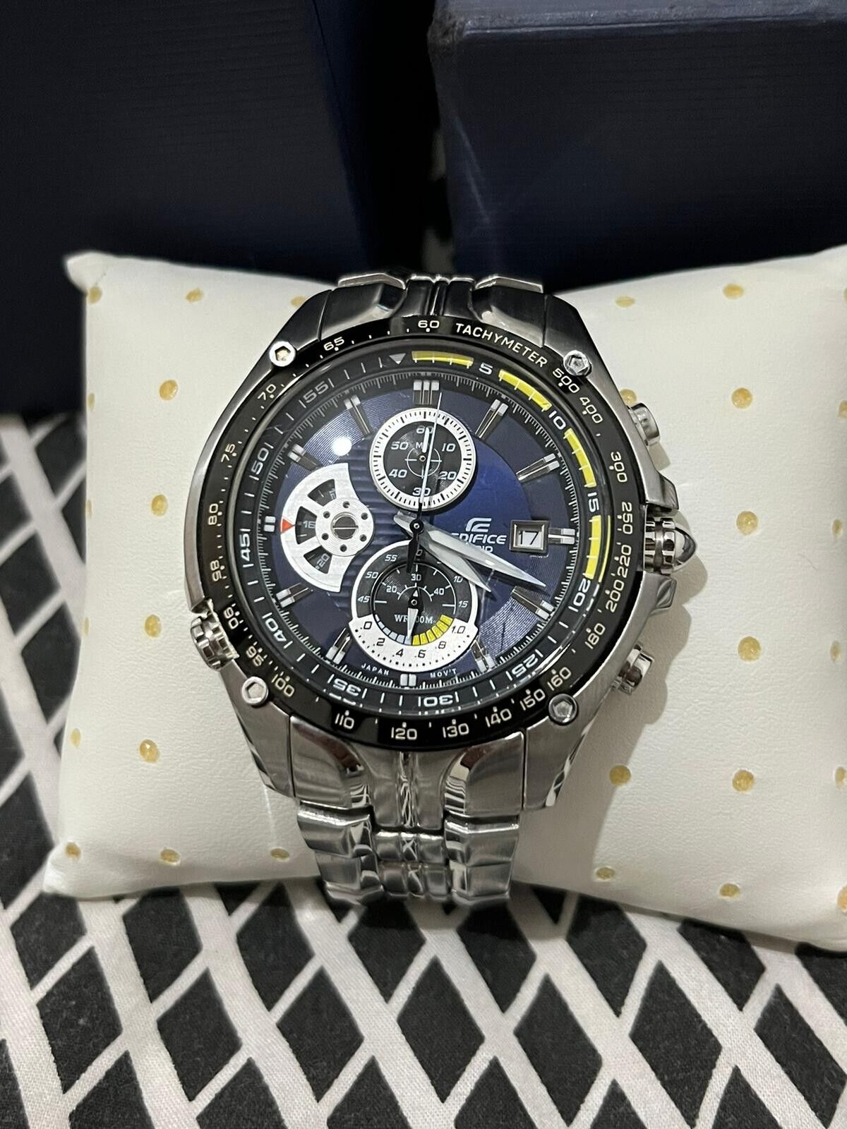 Casio EDIFICE Water Resistant Men s Sport EF 543 Blue Yellow 5126 WatchCharts Marketplace