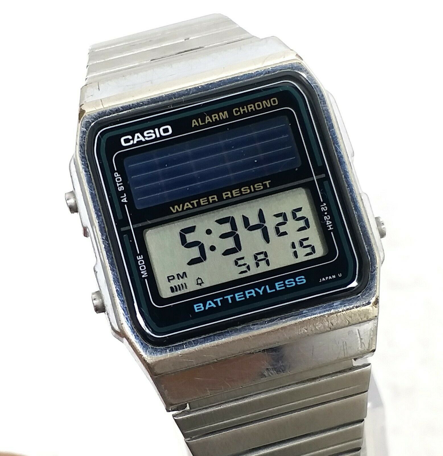 Casio AL-180 Alarm Chrono Battery less Japan Digital Solar Men's 