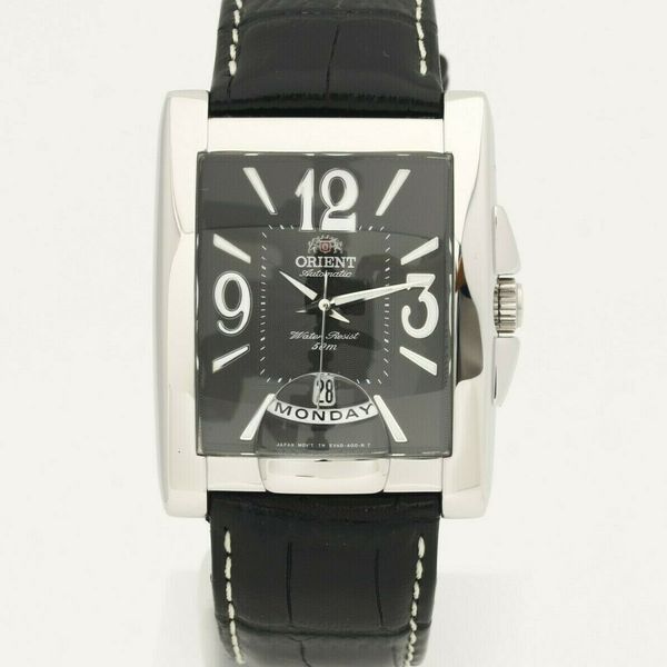 Orient Classic Rectangular Reverse ORIENT Automatic Men's Black rectangle Watch FEVAD001BT day date Black ...