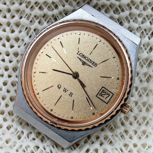 Longines QWR Quartz Date 2-Tone Hooded Lugs Watch, Runs & Keeps ...