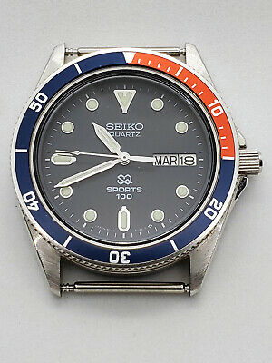 SEIKO Quartz Divers Sports 100 Watch Day Date 8123 6109 Pepsi BUY