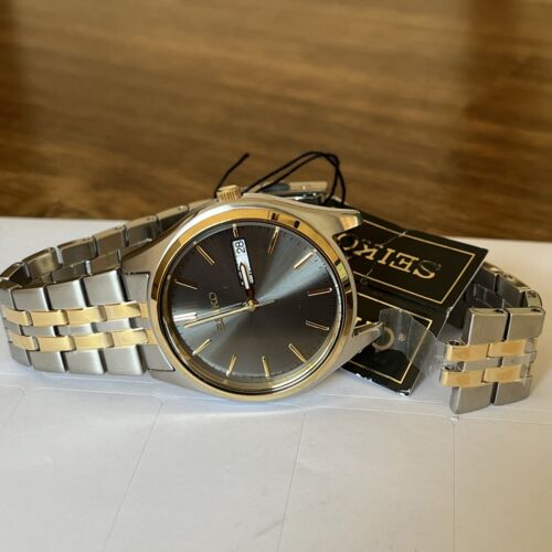 NEEDS REPAIR SEIKO Charcoal ESSENTIALS Two Tone Men s Watch