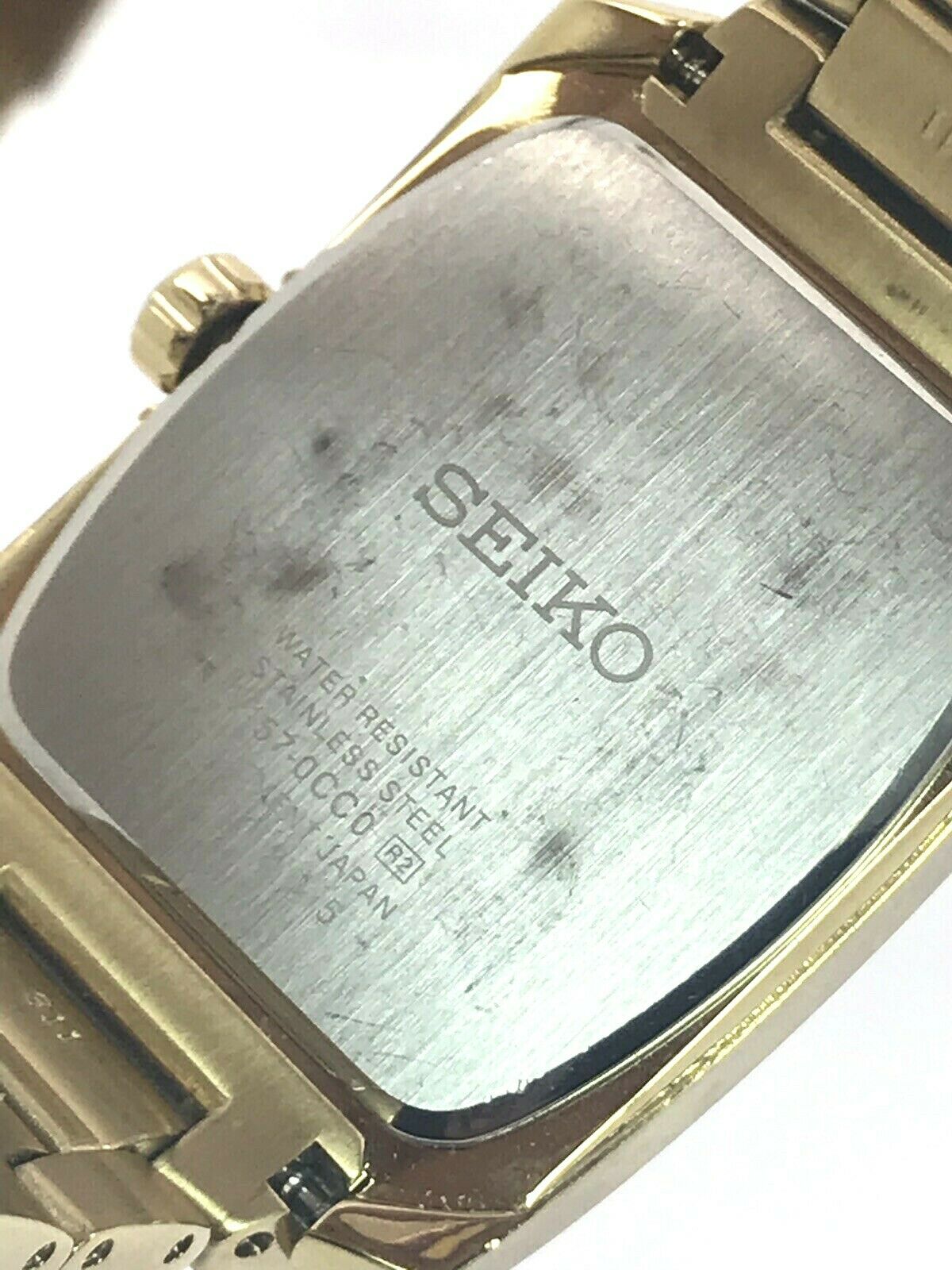 Seiko Solar Diamond Black Dial Gold Tone Stainless Steel Men s