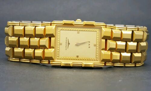 Longines QWR Rectangle 23x28mm Gold Plated Steel Swiss Quartz