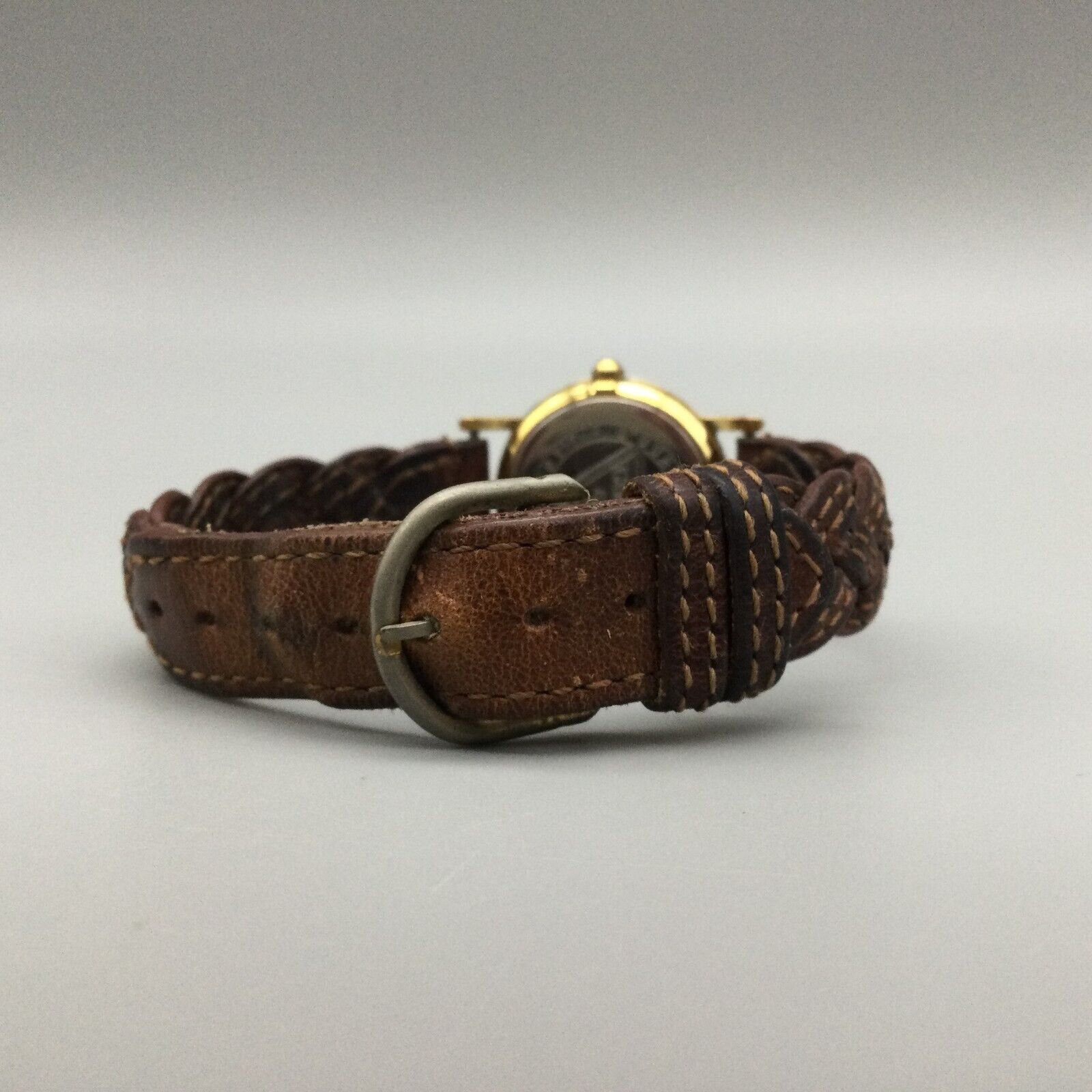 Vintage Guess Watch Women Gold Tone Braided Leather Band New 