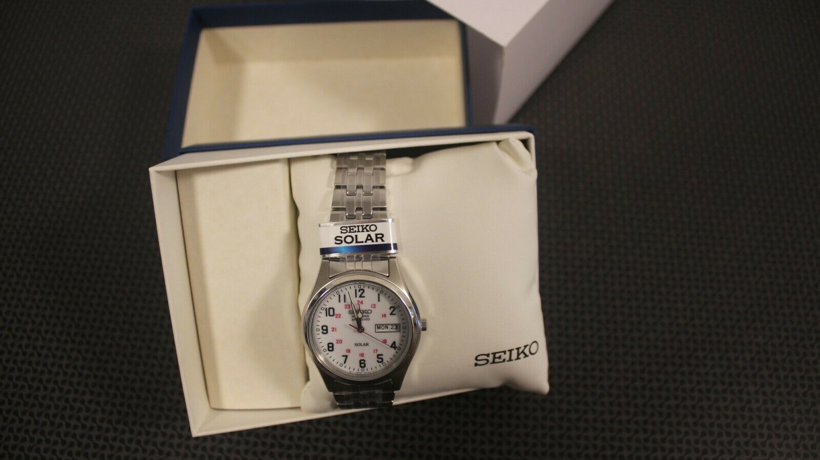 Mens Seiko Solar Classic Stainless Steel Railroad Approved Watch Day Date SNE045 WatchCharts Marketplace