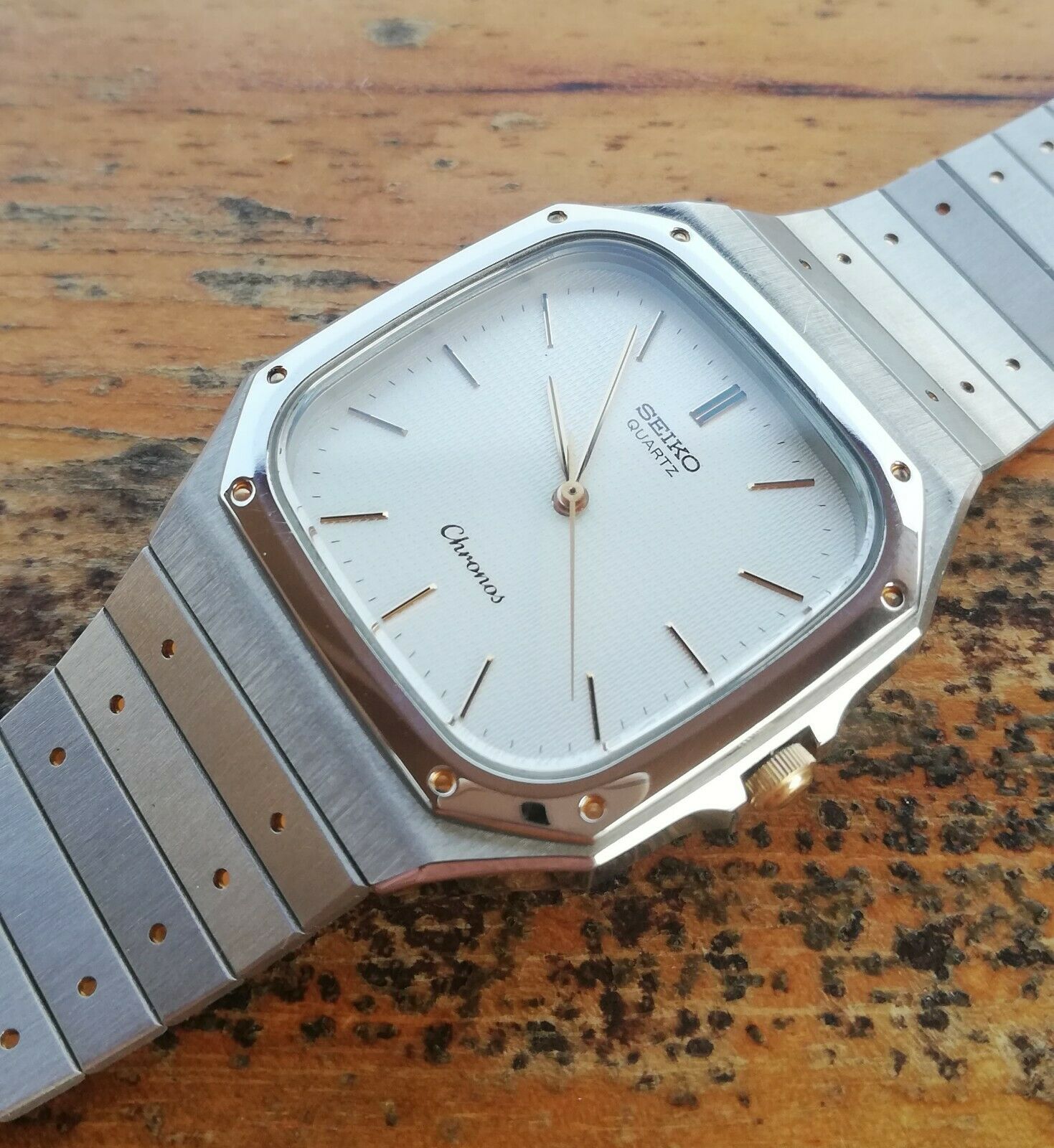 Seiko Chronos Quartz JDM 7731 5130 Kanji JDM March 1989 Textured