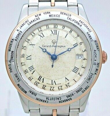 Vintage Girard Perregaux GP 90 World Time 18K Steel Ref 1010