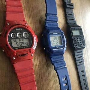 3 X Casio Ca 53w 1er Black W214hc Blue F108wh Digital Wristwatch S Red Watchcharts