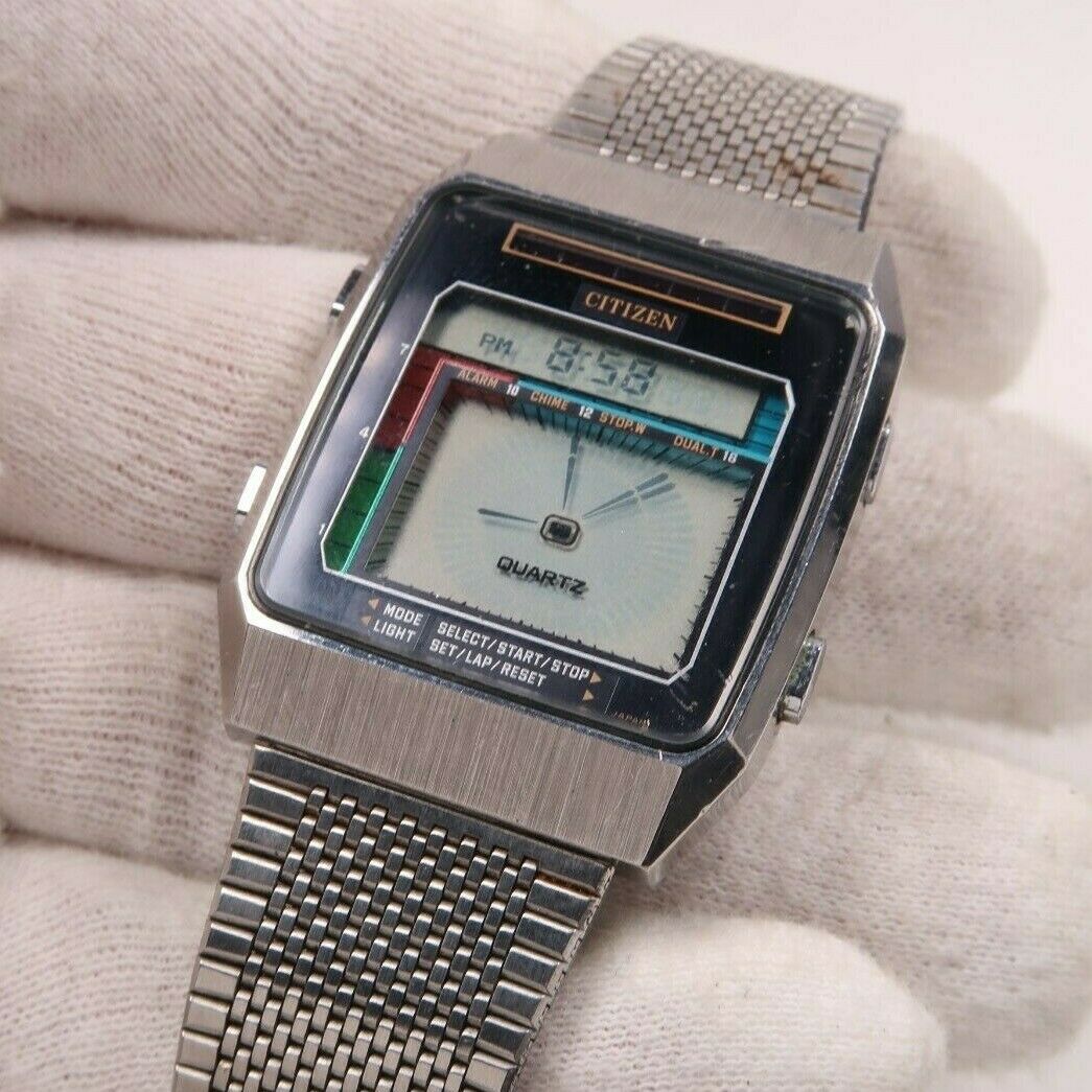 CITIZEN Vintage Analog Digital LCD Quartz Watch CR-2014 9610 NOS