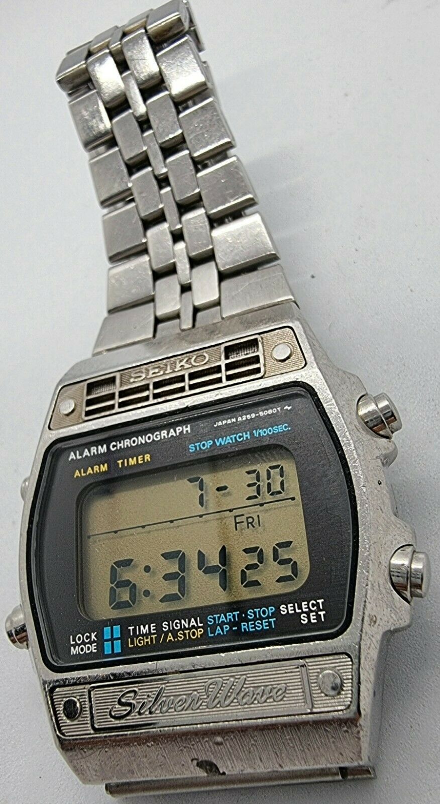 Seiko Silver Wave A259-5090 vintage digital watch Japan 1979 steel