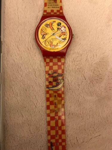 Vintage Swatch Red and Yellow Paella Watch Old Stock Vintage 1993Gn129 Paella Swatch Watch | eBay main image 4