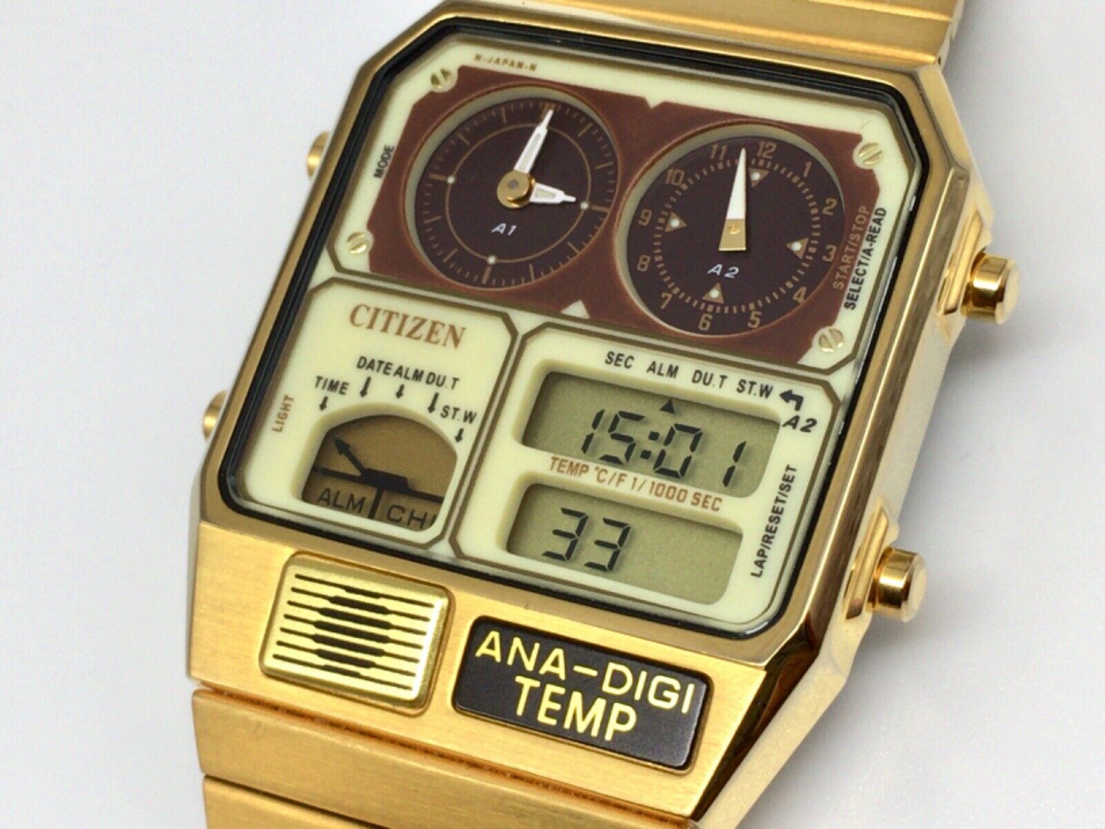 CITIZEN　アナデジテンプ　黒白　8988-5073057 稼働品 CITIZEN アナデジテンプ 黒白 8988-5073057 稼働品