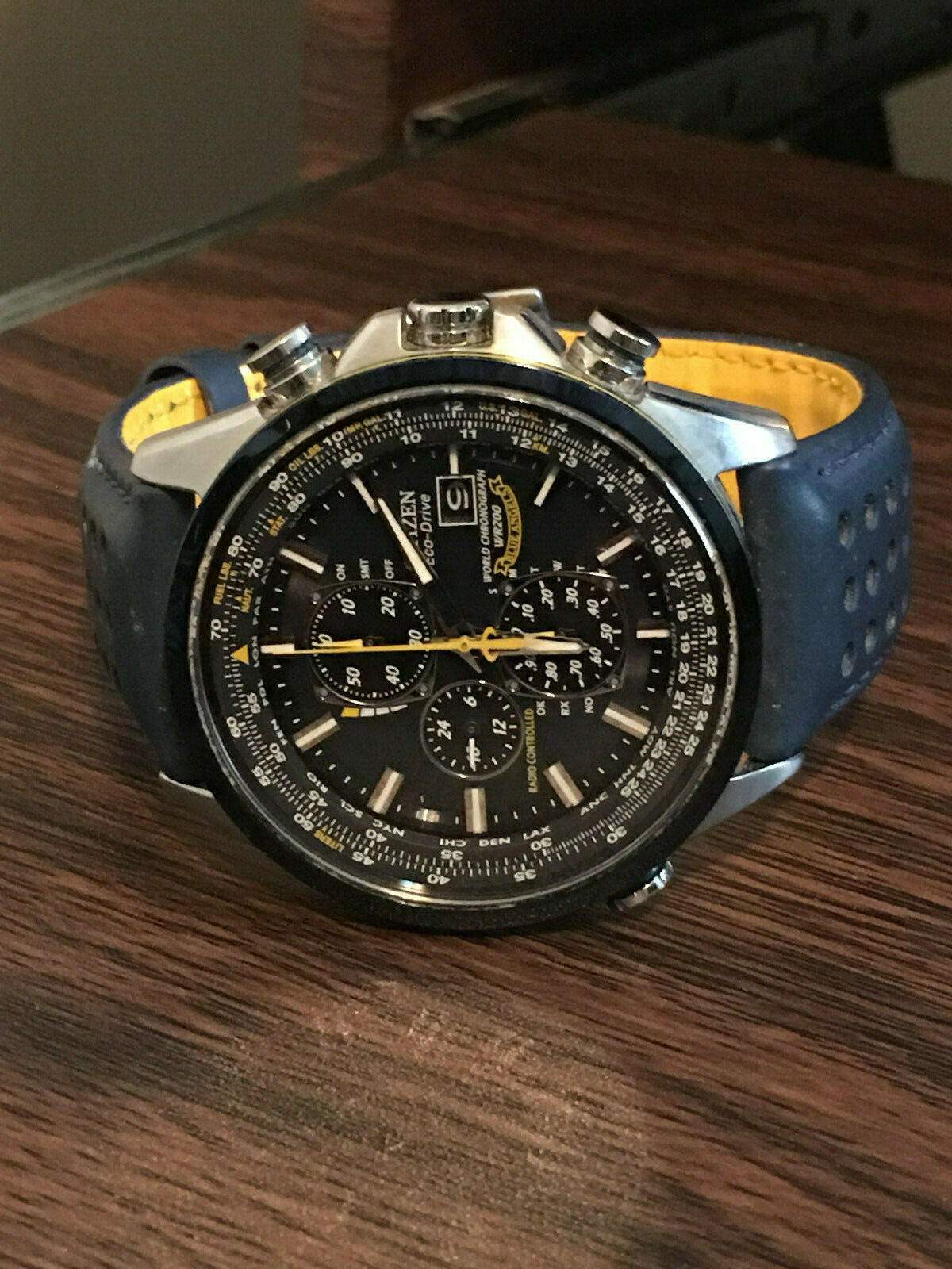 Citizen Men's Blue Angels Chronograph Date Blue Dial Leather Watch