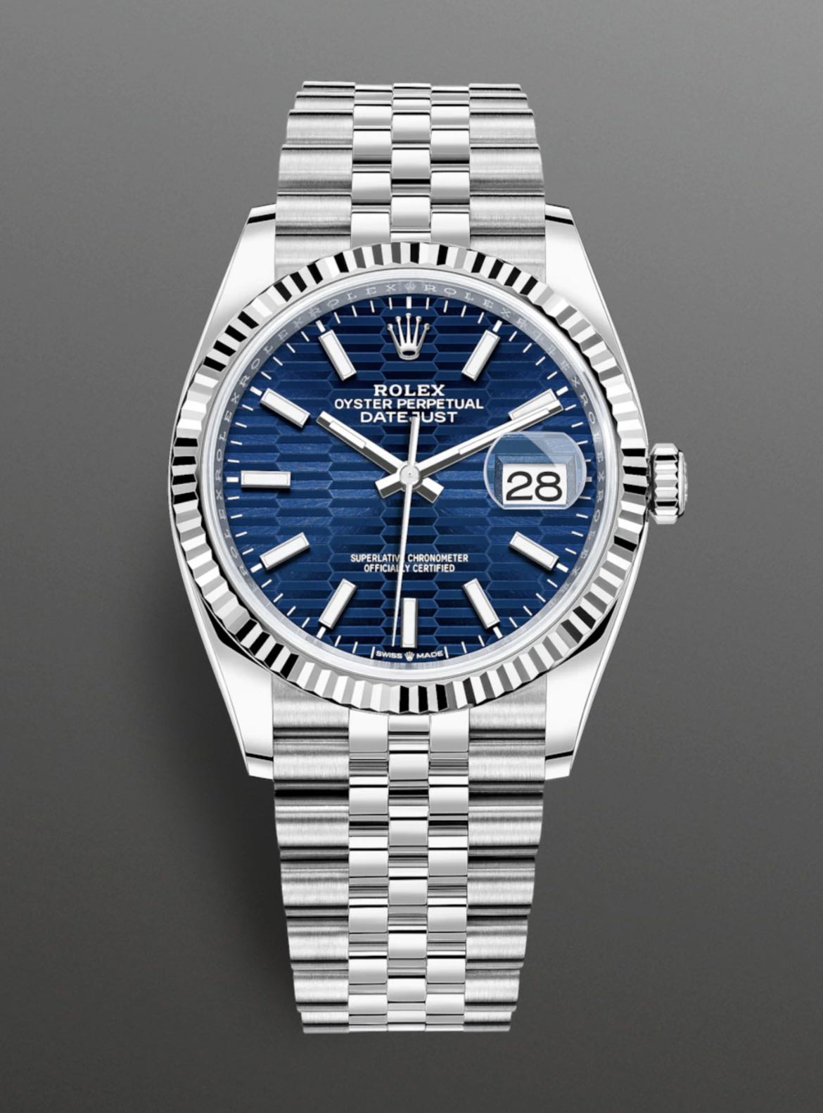 Rolex Datejust 36 Steel & White Gold 126234 Bright Blue Fluted