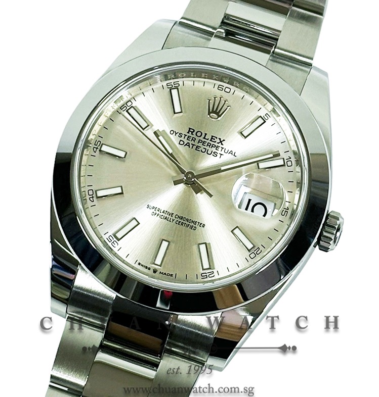 Pre Owned Rolex DateJust 41 126300 Silver Index WatchCharts