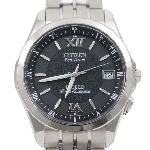 [Used] Citizen Exceed Eco-Drive Radio Men's Watch Titanium Black Dial