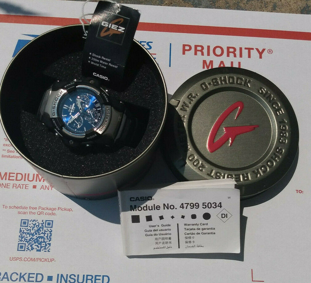 Casio G Shock GIEZ GS 1001 GS 1001 2A Mens Wrist Watch Chronograph Blue Dial WatchCharts Marketplace