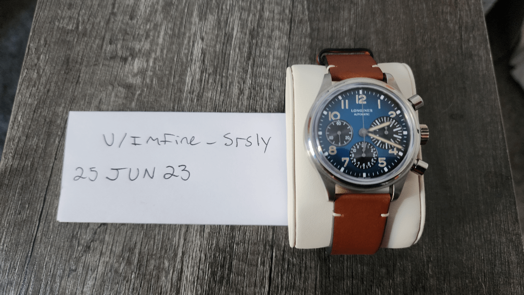 WTS Longines Avigation Bigeye Collection Blue Dial Brown Strap