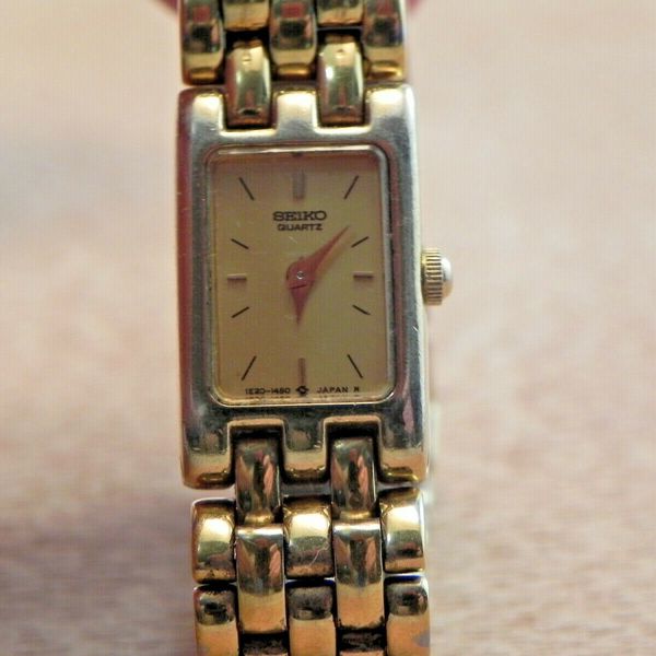 SEIKO レディース クォーツ ゴールド 1E20-5960 Woman's Seiko 1E20-5839 Dress Wrist Watch-New Battery-Gold Tone