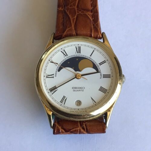 Vintage SEIKO 7434 7000 Quartz Moonphase Watch Needs Work