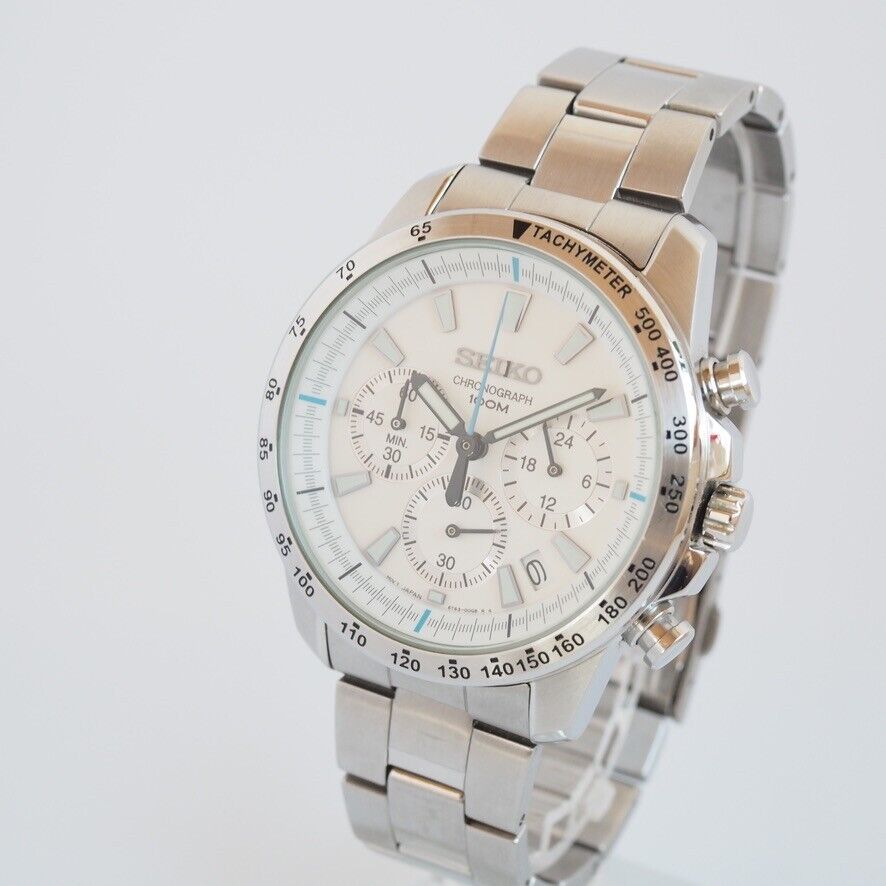 SEIKO 6T63-00D0 SSB025 WHITE DIAL CHRONOGRAPH QUARTZ MENS 