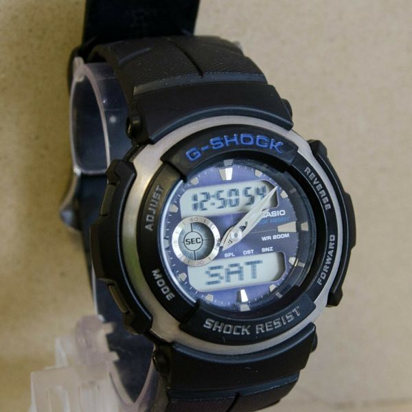 Casio G Shock G300 3750 Analog Digital Black Blue Men s Mid Size Sale Online WatchCharts Marketplace