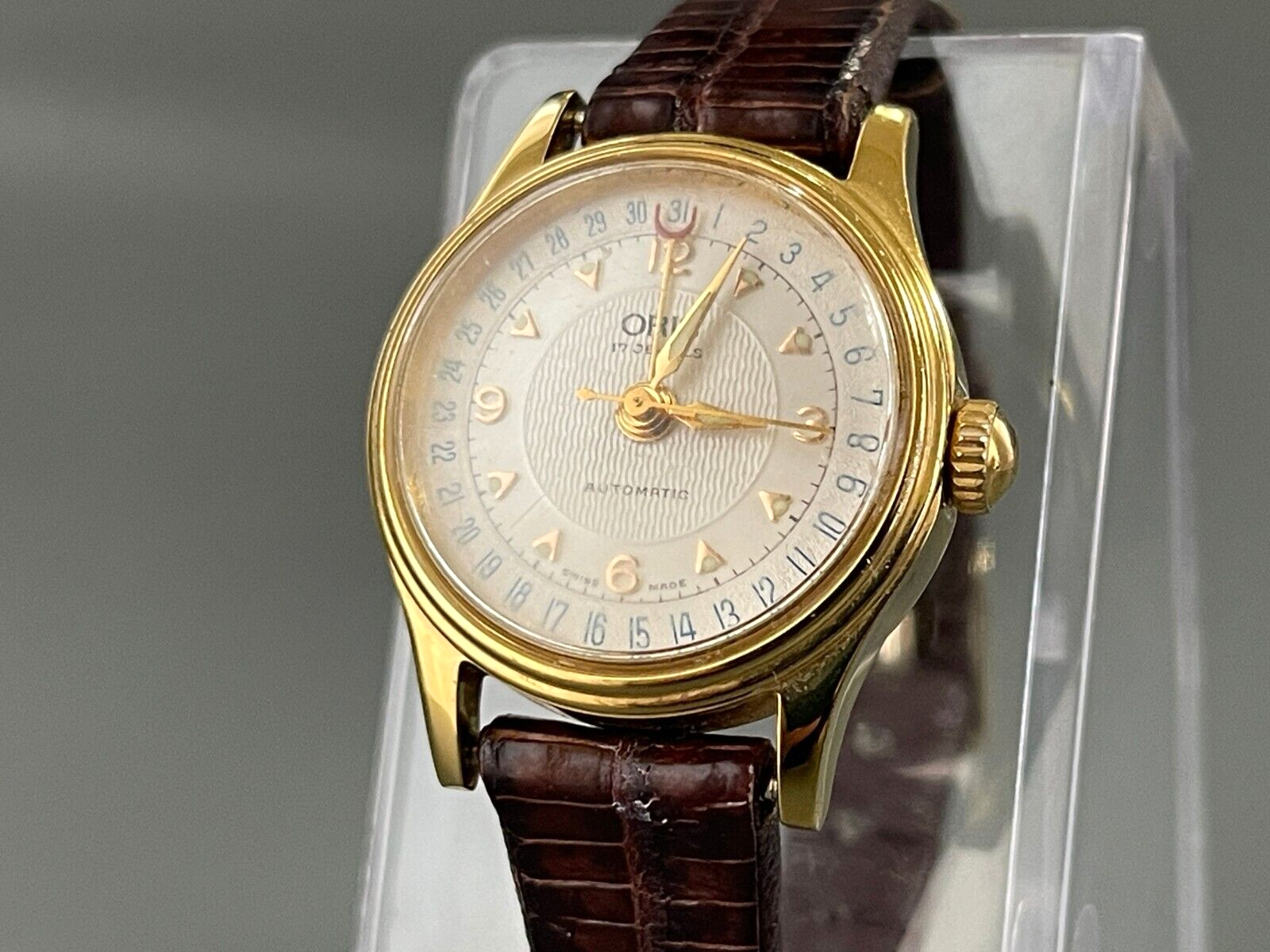 Oris Pointer Date 7405 Automatic Gold Bezel women Watch Vintage