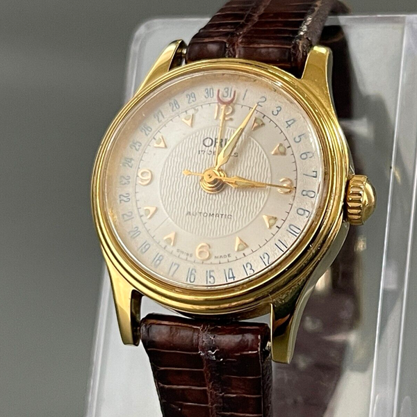 Oris Pointer Date 7405 Automatic Gold Bezel women Watch Vintage