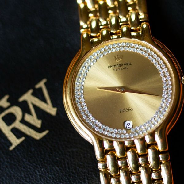 RAYMOND WEIL FIDELIO WATCH 18K GOLD PLATED WITH WALLET 4802