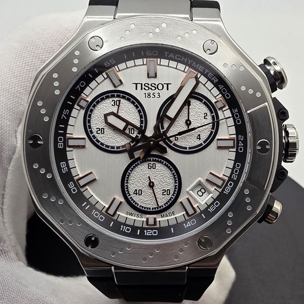 Tissot T-Race Chronograph White Dial Black Rubber Strap Watch T141.417 ...