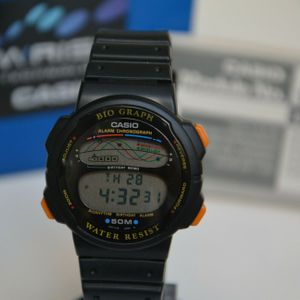 NOS CASIO BH-100W BIO GRAPH 5 BAR VINTAGE DIGITAL WATCH