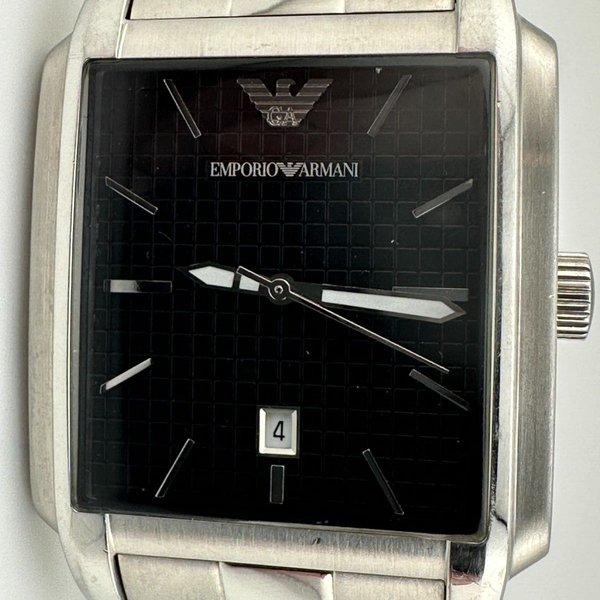Emporio Armani Quartz Men's Stainless Steel Black Dial Date AR-0482 ...
